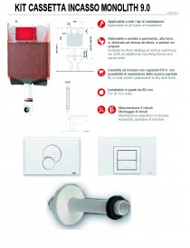Kit cassetta incasso monolith 9.0 Kariba  per pareti in muratura e in cartongesso con wc a terra