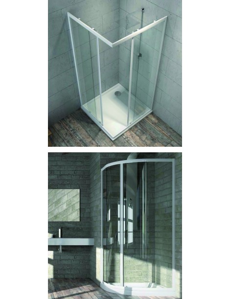4S - h. 185 cm  - Profilo BIANCO  - Crist. TRASPARENTE 4 mm